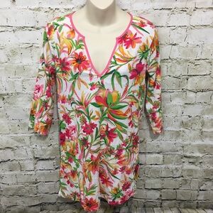 J Crew Pink Floral Tissue Tunic Top
